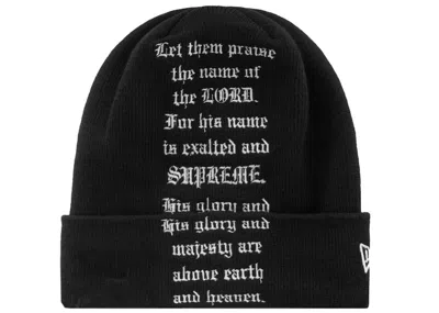 Pre-owned Supreme New Era Psalm Beanie In Black