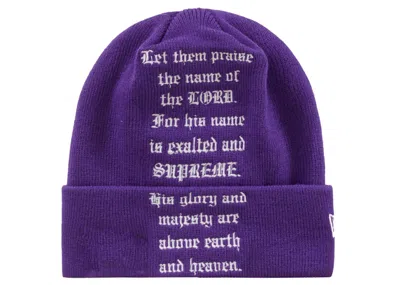 Pre-owned Supreme New Era Psalm Beanie In Purple
