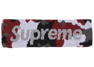 Pre-owned Supreme New Era Reflective Logo Headband (fw 17) In Red Camo