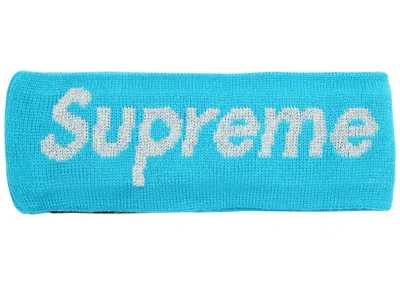 Pre-owned Supreme New Era Reflective Logo Headband (fw 17) In Teal In Blue