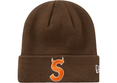Pre-owned Supreme New Era S Logo Beanie (fw22) In Brown