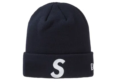 Pre-owned Supreme New Era S Logo Beanie In Navy Blue