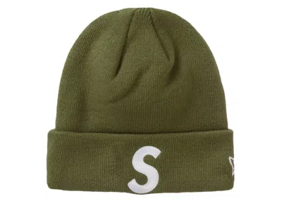 Pre-owned Supreme New Era S Logo Beanie In Olive
