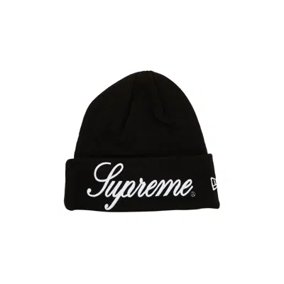 Pre-owned Supreme New Era Script Beanie 'black'