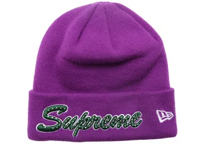 Pre-owned Supreme New Era Script Beanie (fw18) In Purple