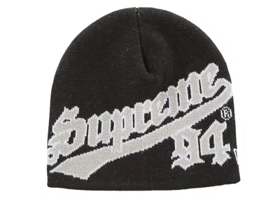 Pre-owned Supreme New Era Script Beanie (fw22) In Black