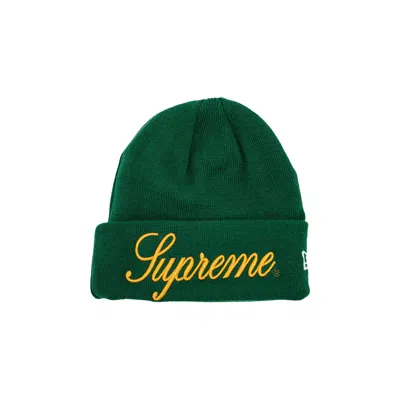 Pre-owned Supreme New Era Script Beanie 'green'