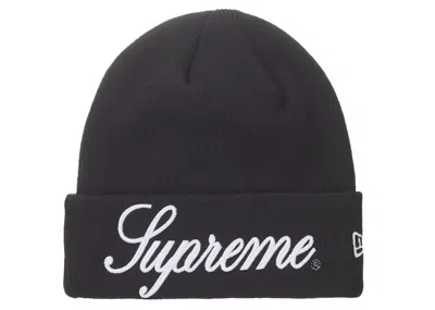 Pre-owned Supreme New Era Script Beanie In Black