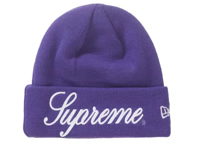 Pre-owned Supreme New Era Script Beanie In Purple