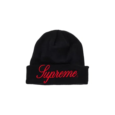 Pre-owned Supreme New Era Script Beanie 'navy' In Blue