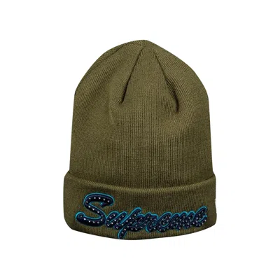 Pre-owned Supreme New Era Script Beanie 'olive' | Green | Men's Size Onesize