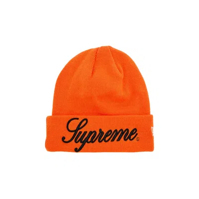 Pre-owned Supreme New Era Script Beanie 'orange'