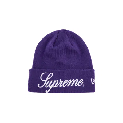 Pre-owned Supreme New Era Script Beanie 'purple'