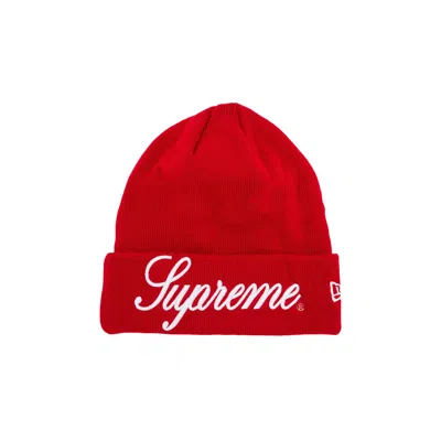 Pre-owned Supreme New Era Script Beanie 'red'