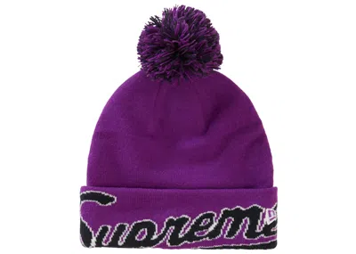 Pre-owned Supreme New Era Script Cuff Beanie In Purple