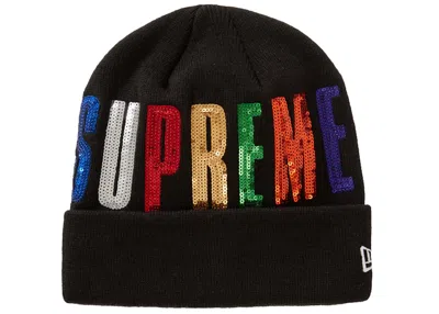 Pre-owned Supreme New Era Sequin Beanie In Black