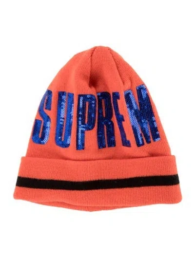 Pre-owned Supreme New Era Sequin Beanie In Orange