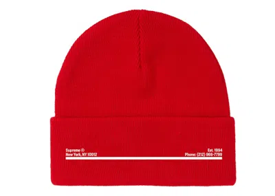 Pre-owned Supreme New Era Shop Beanie In Red New York City
