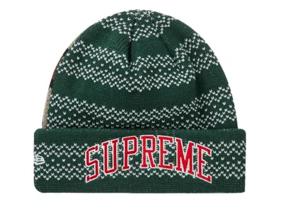 Pre-owned Supreme New Era Split Beanie In Green