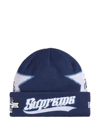 Supreme New Era Star-pattern Beanie Hat In Blue