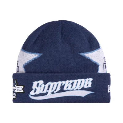 Pre-owned Supreme New Era Stars Beanie 'navy' | Blue | Men's Size Onesize