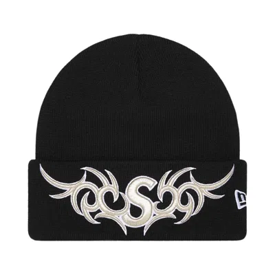 Pre-owned Supreme New Era Tribal S Logo Beanie 'black' | Men's Size Onesize