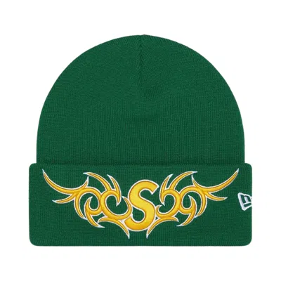 Pre-owned Supreme New Era Tribal S Logo Beanie 'green' | Men's Size Onesize