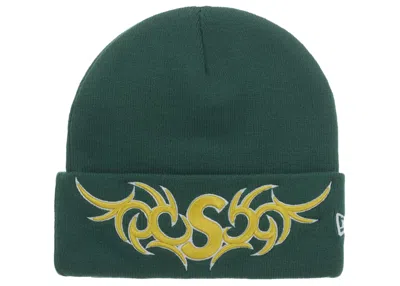 Pre-owned Supreme New Era Tribal S Logo Beanie In Green