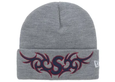 Pre-owned Supreme New Era Tribal S Logo Beanie In Heather Grey In Gray