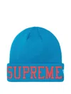 Supreme New Era Varsity Beanie Hat In Blue