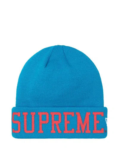 Supreme New Era Varsity Beanie Hat In Blue