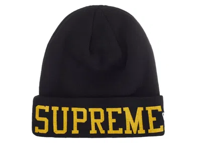 Pre-owned Supreme New Era Varsity Beanie In Black