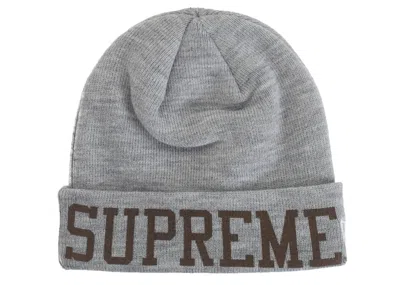 Pre-owned Supreme New Era Varsity Beanie In Heather Grey