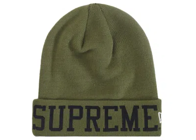 Pre-owned Supreme New Era Varsity Beanie In Olive