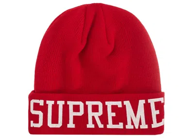 Pre-owned Supreme New Era Varsity Beanie In Red