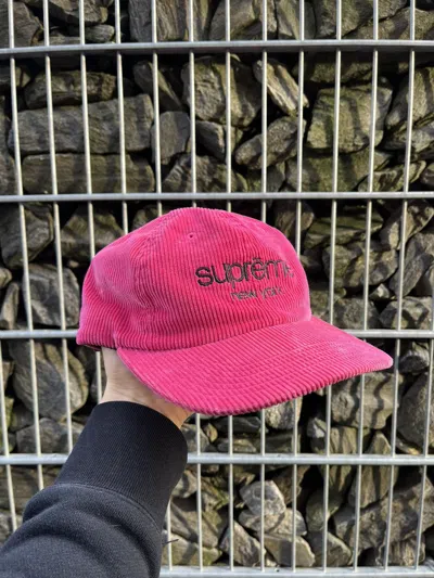 Pre-owned Supreme New York Corduroy Velvet Classic Logo Y2k Cap Hat In Pink