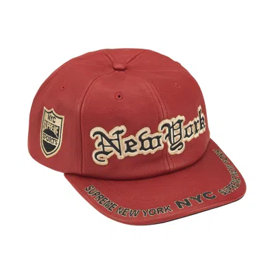 Pre-owned Supreme New York Leather 6-panel 'red' | Men's Size Onesize