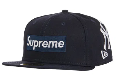Pre-owned Supreme New York Yankees Box Logo New Era In Navy Blue