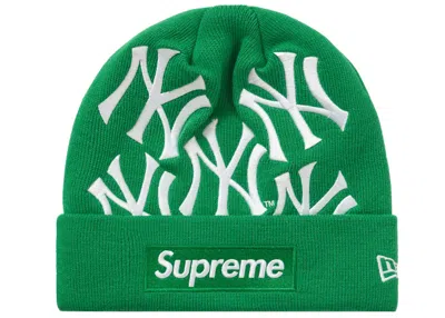 Pre-owned Supreme New York Yankees New Era Box Logo Beanie In Green