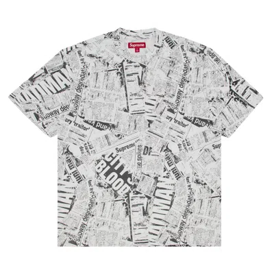 Pre-owned Supreme Newspaper Short-sleeve Top 'white' | Men's Size S