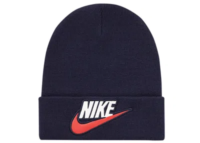 Pre-owned Supreme Nike Beanie In Navy Blue