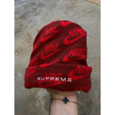 Pre-owned Supreme Nike Beanie Red Os Used