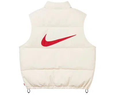 Pre-owned Supreme Nike Denim Puffer Vest Natural Size L In Hand In Beige