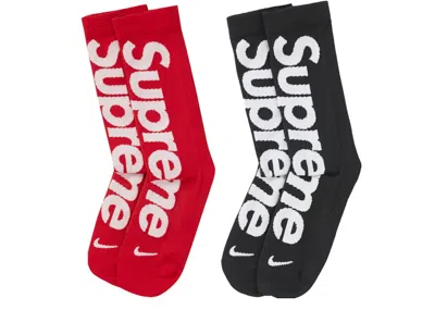Pre-owned Supreme Nike Lightweight Crew Socks Set In Red/black