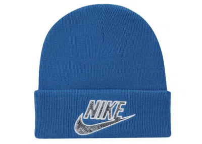 Pre-owned Supreme Nike Snakeskin Beanie In Blue