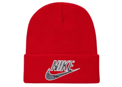 Pre-owned Supreme Nike Snakeskin Beanie In Red