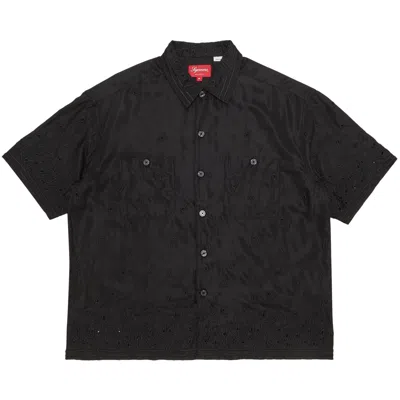 Pre-owned Supreme Nouveau Embroidered Short-sleeve Shirt 'black' | Men's Size Xxl
