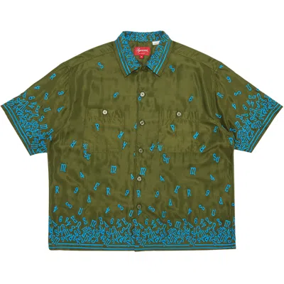 Pre-owned Supreme Nouveau Embroidered Short-sleeve Shirt 'olive' | Green | Men's Size S
