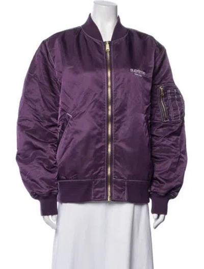 Pre-owned Supreme Nylon Bomber Jacket In Purple