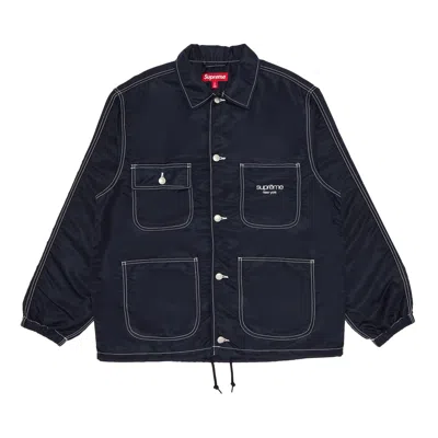 Pre-owned Supreme Nylon Chore Coat 'navy' In Blue